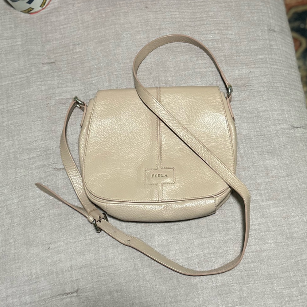 Furla Taupe Leather Crossbody Bag